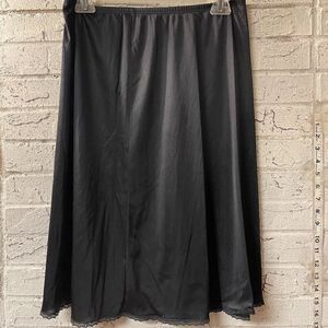 Vintage JC Penny Black Half Lace Slip Small